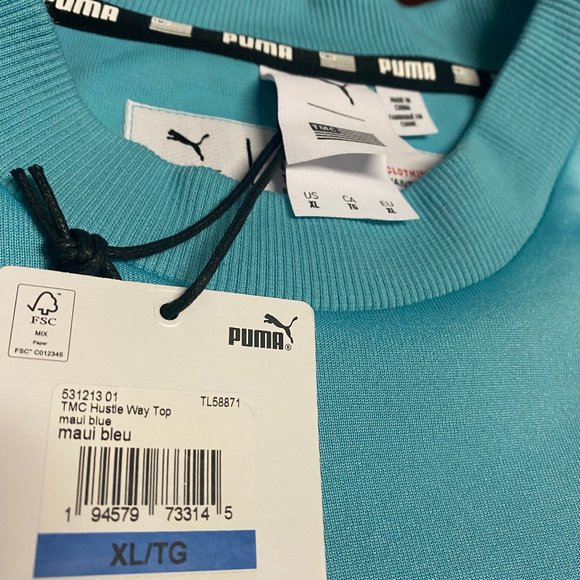 Puma Mens Maiu Blue TMC Hustle Way Miami Story Short Sleeve Pullover T Shirt XL - Picture 6 of 6